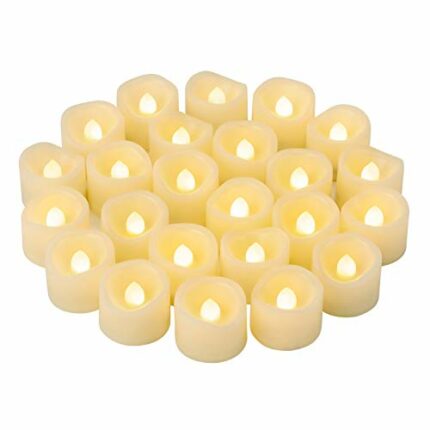 24 PCS LED Flameless Flickering Tea Lights Votive Candle Battery Operated/Electric Flicker LED Tealight Bulk Fake Candles for Halloween Christmas