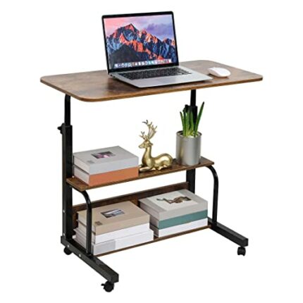 Adjustable Height Mobile Computer Desk for Small Space Rolling Writing Desk with Wheels Corner Desk Home Office Study Desk Portable for Bedrooms
