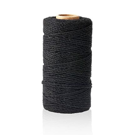 2mm Black Cotton String, 100M Cotton Bakers Twine for Gift Packaging, DIY Arts and Crafts, Gardening, Cooking, Tying Meats, Butchers Twine, Bakin