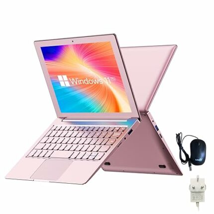 HOARDER Pink Metal 10.1 Inch Laptop Windows 11 PC Notebook,8GB RAM+256GB SSD, Ultra High Definition, Dual Band WiFi,QWERTY Keyboard,Celeron N4120