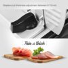 Venga! Electric Food Slicer, Precise Thickness Adjustment from 0 to 15 mm, Removable Carriage and Pusher, 150 W, Stainless Steel, VG AS 3003 BS