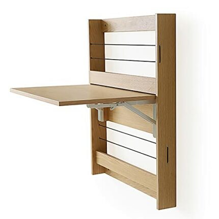 Wall Mounted Desk,Folding Drop-leaf Table with Bookshelf,Foldable Bookshelves,Space-Saving Fold Down Computer Laptop Writing Workbench,for Home O