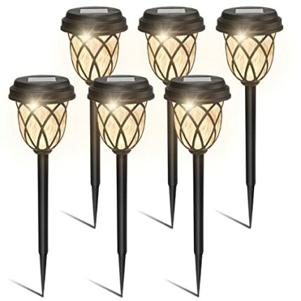 HELESIN Garden Lights Solar Powered, 6 Pack Solar Lights Outdoor Garden Waterproof, LED Solar Path Lights, Solar Powered Outdoor Lights for Garde