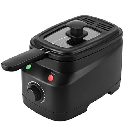 Mini Deep Fat Fryer Deep Fryer, 1.5L Deep Fat Fryers for Home Use Easy Clean, Chip Fryer Adjustable Temperature Control, Stainless Steel Basket
