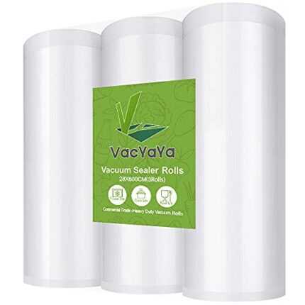 VacYaYa 3 Pack 28x600cm Rolls (Total 18m) Vacuum Food Sealer Machine Freezer Bags Rolls with BPA Free,Heavy Duty,Great for Sous Vide and Vac Seal