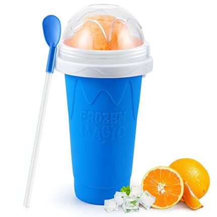 Slushy Maker Cup, DIY Double Layer Silicone Squeeze Cup,Slushie Machine for Children Kids Quick Frozen Smoothies Slushy Ice Cream Maker for Famil