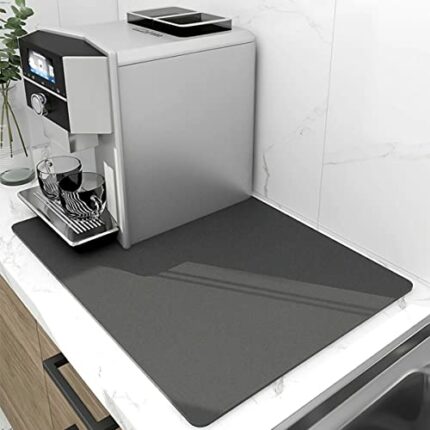 Acidea Coffee Maker Mat for Countertop, 16"x24" Hide Stain Anti-Slip Rubber Backed Absorbent Dish Drying Mat for Coffee Bar Accessories Fit Coffe