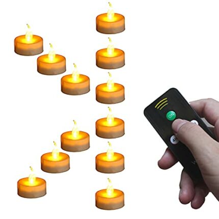 Wilrigir Remote Tealight Candles with 4H 6H 8H Timer,Amber LED Flameless Candles,Cr2450 Battery Powered Tealight,Best for Seasonal Decorations, P