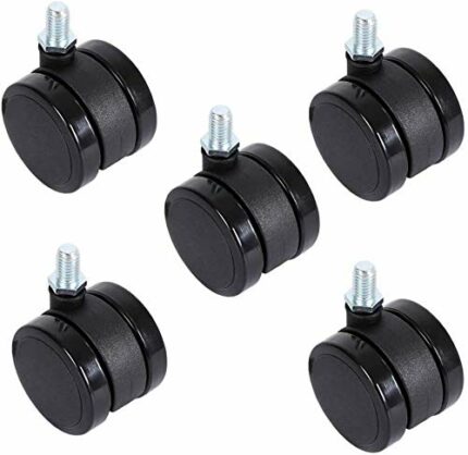 GTYT 5x Office Chair Casters Double Wheel Stem Wheels M10×15mm Thread Bolt 2Inch 250kg Furniture Replacement Casters Universal Swivel No Brake Pr