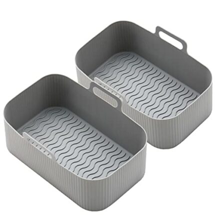 Silicone Air Fryer Liners, Reusable Air Fryer Silicone Liner, Air Fryer Accessories for Ninjas Dual Air Fryer AF300UK, AF400UK & Tower T17088,Sil