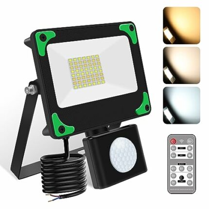 ALUSSO 15W Security Lights Outdoor Motion Sensor, 1350LM 3000K-6500K Outdoor Lights Floodlights Remote Control, IP65 Waterproof PIR Lights Outdoo