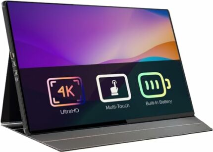 DroiX 15.6” 4k Portable Monitor with Built in Battery 10000 mAh Touchscreen 3840x2160 60HZ HDMI USB Type-C Inputs for PC Laptop (S23B-TOUCH-BATTE