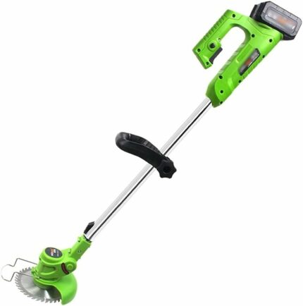 Battery Grass Cutter, Household Small Portable Rechargeable Weeder, Multifunctional Electric Lawn Mower 2 Blade Configurations (Color : Green, Si