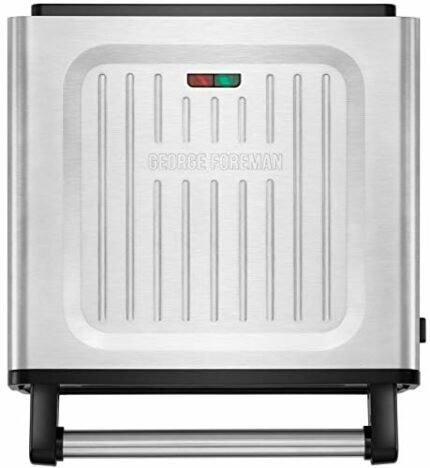 George Foreman 28000 Smokeless Electric Grill, Indoor BBQ and Griddle Hot Plate with Built In Drip Tray, Medium, Stainless Steel