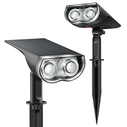 Linkind 800 Lumen Solar Lights Outdoor Garden, 22-LED Owl-Like Solar Spotlights, 3 Brightness 2-Way Installations, IP65 Waterproof Dusk-to-Dawn A