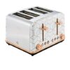 Swan Tribeca, 4 Slice Toaster, Multiple Functions & Browning Control, Glamour 20s Art Dec Design, White & Rose Gold, ST42020WHTN.