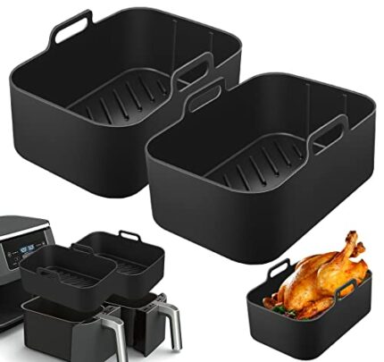 Silicone Air Fryer Liner, 6 PCS Air Fryer Accessories for Ninjas Dual Air Fryer AF300UK, AF400UK,Reusable Air Fryer Basket, Silicone Pot for Oven