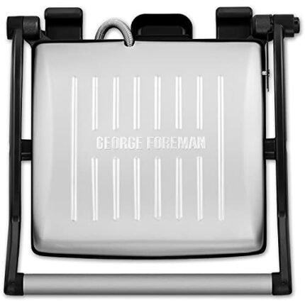 George Foreman 26250 Flexe Electric Grill-Flat Open Griddle, Panini Press and Sandwich Maker, White Gold, 1800 W