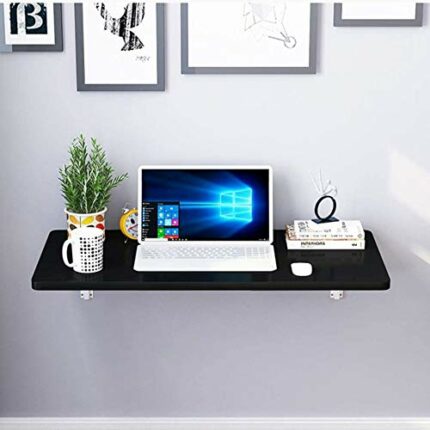 Wall-mounted Drop-leaf Table, Folding Kitchen Dining Table Desk, Home Office Table Desk, Solid Wood Table, Computer Desk,Black-50 * 50cm/20 * 20i