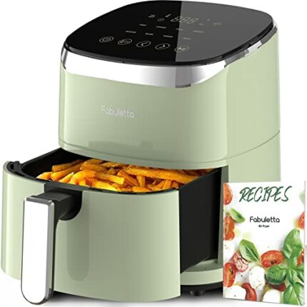 FABULETTA Air Fryers, 1680W Compact Fryer with 9 Presets, Max 230℃ Setting 4L Digital Oven Rapid Circulation, Display,Shake Reminder,Nonstick & D