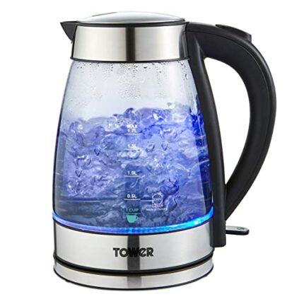 Tower T10058 Infinity Ombré Smoked Glass Kettle with Schott Glass, 3KW, 1.7L Stainless Steel