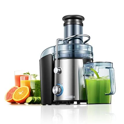 Juicer Machines FOHERE 800W Juicers Whole Fruit and Vegetable Easy to Clean, Stainless Steel Juice Maker with 75MM Large Feed Chute, Dual Speed S