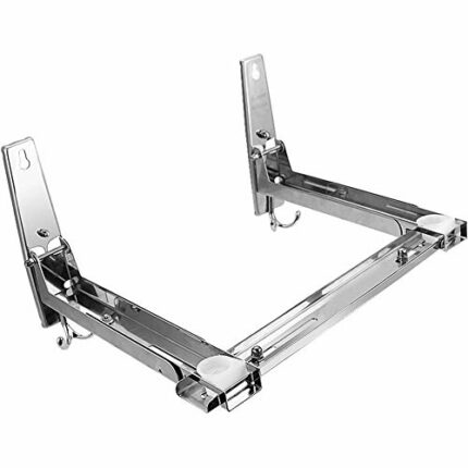 MEETOZ 304 Slide Groove Stainless Steel Microwave Mount Bracket,Stent Load 135lb,All Around on All Sides Telescopic Microwave Oven Wall Frame Rem