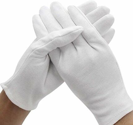 VOARGE 10 Pairs White Cotton Gloves, Size XL, White, Care Cotton Gloves, Comfortable and Breathable, for Dry Hands, Eczema, Beauty, Coin, Jewelle