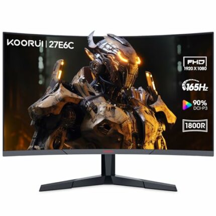 KOORUI 27 Inch Computer Monitor FHD 1080P Gaming Monitor 165Hz VA 1800R Monitors with Ultra-Thin, HDMI X2 /DP, VESA Compatible, Tilt Adjustable,