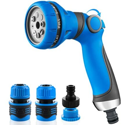 Aqua Flow Garden Hose Pipe Spray Gun 4pcs Set Including 8 Adjustable Patterns & High-pressure Nozzle-Premium Abs Material Hose Gun Is An Eco-frie