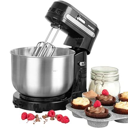 Progress EK4470P Electric Stand Mixer - 3.5L Rotating Stainless Steel Mixing Bowl, 5 Speeds, Includes Stainless Steel Attachments - Mixing Beater