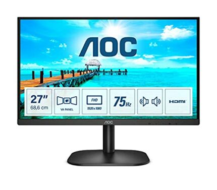 AOC 27B2AM - 27 inch FHD Widescreen Monitor, 4ms, VA Frameless Design, LowBlue Mode, Flicker free, Speakers (1920 x 1080 @ 75Hz, HDMI 1.4 x 1, VG