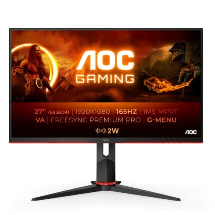 AOC AGON 27G2SAE - 27 Inch FHD Gaming Monitor, 165Hz, 1ms MPRT, VA, FreeSync premium, Shadow control, Speakers (1920 x 1080 @ 165Hz, 350 cd/m² ,