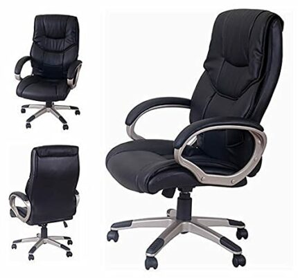 QQW Office Chair Home Gaming Office Chair Pu Leather Swivel High Back Black Heavy Duty