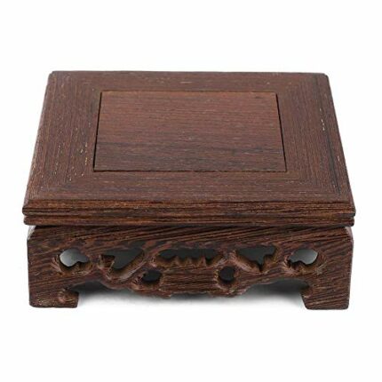 Solid Wood Square Pedestal Wood Bonsai Pedestal Wooden Base Teapot Base Vase Decoration for Home Office Decoration Display Stand(3.9 * 3.9 * 1.5