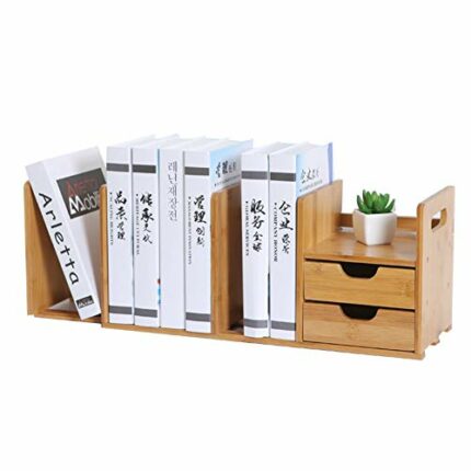 Bamboo Desk Organizer,extendable Adjustable Desktop Display Shelf Storage for Office Home Cd Holder Media Rack-b 80x18.5x20.5cm(31x7x8inch)