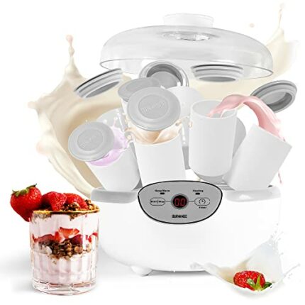 Duronic Yoghurt Maker YM2 | Yogurt Machine with 8 Ceramic Pots | Digital Display | Timer Function | 20W | Make Fresh Homemade Bio-Active Yoghurt