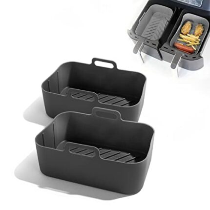 2 PCS Silicone Air Fryer Liners Compatible with Ninja AF400UK/AF300UK Accessories or Other Type Specification, with Handle Air Fryer Silicone Lin