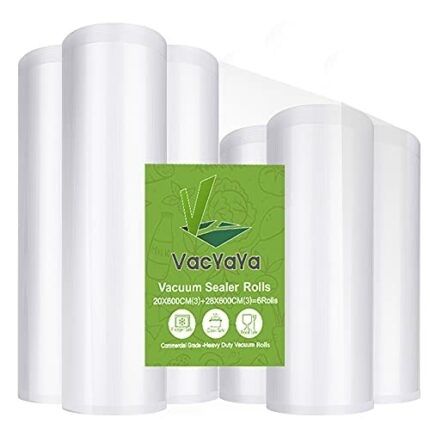 VacYaYa 6 Pack 20cmx6m(3Rolls) and28cmx6m(3Rolls) Rolls (Total 30m) Vacuum Food Sealer Machine Freezer Bags Rolls with BPA Free,Heavy Duty,Great