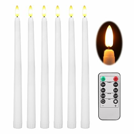 NAKIHOUSE LED Taper Candles with Remote Timer, Realistic 3D Wick Flickering Dinner Candles, Battery Operated Candle Lights, 11 Inch Long Candles