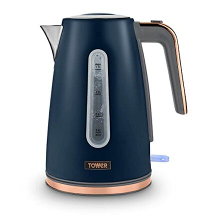 Tower T10066BLU Cavaletto Jug Kettle with 360° Swivel Base, 1.7L, 3KW, Midnight Blue and Rose Gold