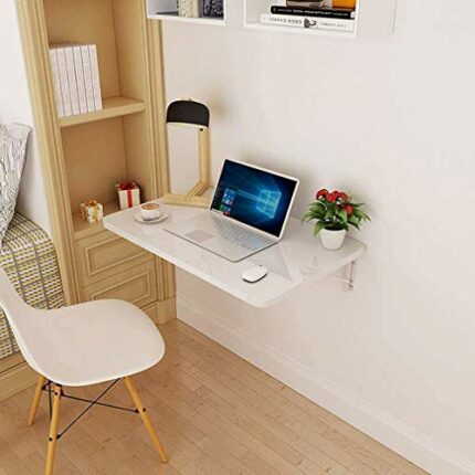 FWZJ Folding Wall-Mounted Drop-Leaf Table, Simple Floating Laptop Desk Dining Table Foldable Hanging Computer Table Small Wooden Desk for Office