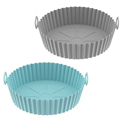 2 Pack Air Fryer Liners for Ninja Air Fryer Dual,Air Fryer Liners Reusable,Silicone Round,Air Fryer Replacement Basket,Dishwasher Safe,Non Stick,