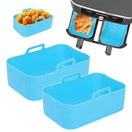 Air Fryer Silicone Pot Compatible for Ninja Foodi Dual DZ201, Reusable Air Fryer Double Basket, Replacement Of Parchment Paper Liners, Easy Clean
