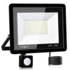 100W Security Lights Outdoor Motion Sensor, 10000LM PIR LED Floodlights 6500K Cold White IP66 Waterproof Outside Lights with Sensor Black Shell,