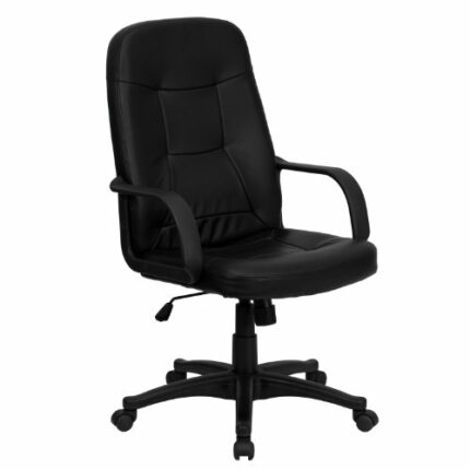 Flash Furniture High Back Glove Vinyl Executive Swivel Office Chair with Arms, Metal, Black, Set of 1