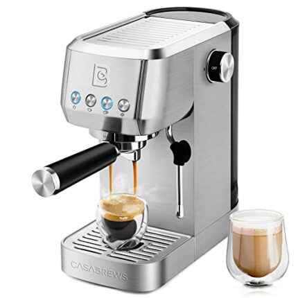 CASABREWS 20 Bar Coffee Machine, Professional Coffee Maker, Cappuccino and Latte Machine with Steam Milk Frother, Compact Espresso Machine with 1