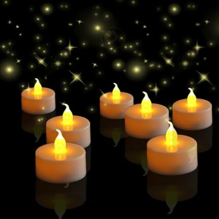Battery Tea Lights Candles, 24 Pack LED Tea Lights Candles Battery Operated, Electric Fake Candle in Bright Warm White, Long Lasting 150 Hours Fl