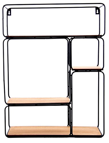 Black Metal Wall Mounting Multi Shelf Storage Organizer Unit Home Office