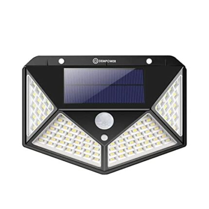 DEMPOWER 100 LED Solar Security Lights Outdoor, Solar Motion Sensor Lights Waterproof Solar Powered Durable Wall Lights Outside 3 Modes for Garde